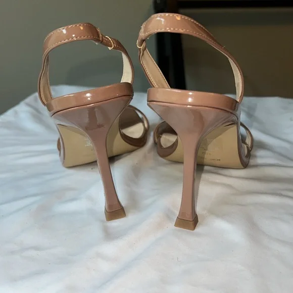 New Nine West Patent Slingback Heels Dark Nude - Picture 4 of 5